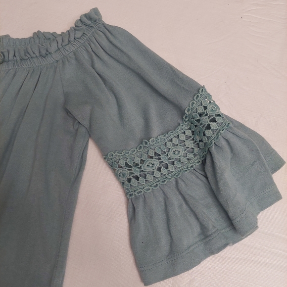 Love By Chesley Seafoam Green Off Shoulder Short Sleeve Mini Dress Boho Size S - Picture 5 of 10